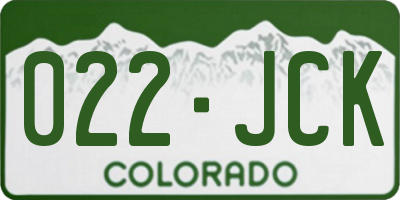 CO license plate 022JCK