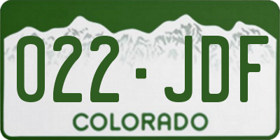 CO license plate 022JDF