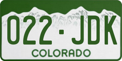 CO license plate 022JDK