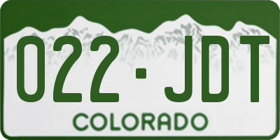 CO license plate 022JDT