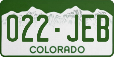 CO license plate 022JEB