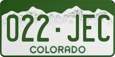 CO license plate 022JEC