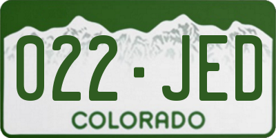 CO license plate 022JED