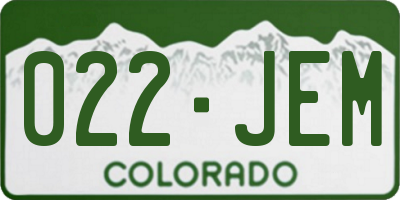 CO license plate 022JEM