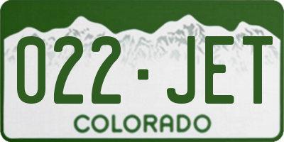 CO license plate 022JET
