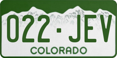 CO license plate 022JEV