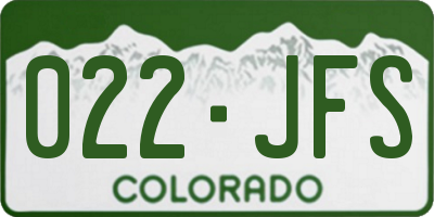 CO license plate 022JFS