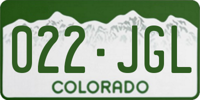 CO license plate 022JGL