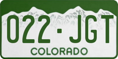 CO license plate 022JGT