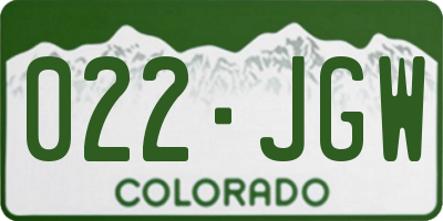 CO license plate 022JGW