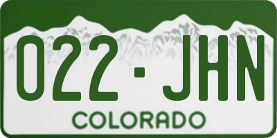 CO license plate 022JHN