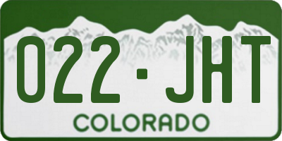 CO license plate 022JHT