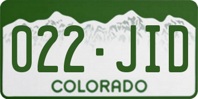 CO license plate 022JID