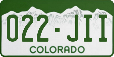 CO license plate 022JII