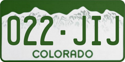 CO license plate 022JIJ