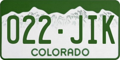 CO license plate 022JIK