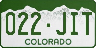 CO license plate 022JIT