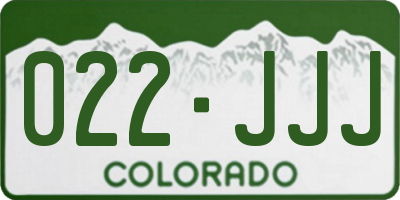 CO license plate 022JJJ