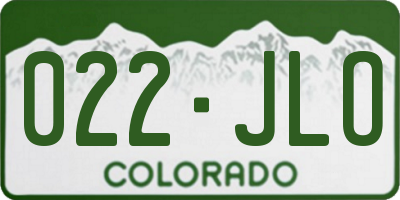 CO license plate 022JLO