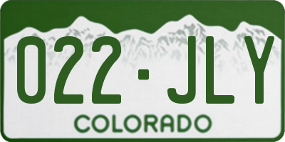 CO license plate 022JLY
