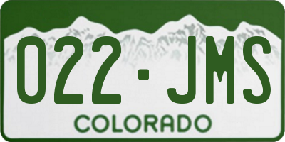 CO license plate 022JMS