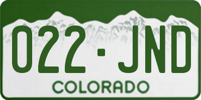 CO license plate 022JND
