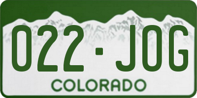 CO license plate 022JOG