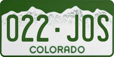 CO license plate 022JOS
