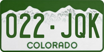 CO license plate 022JQK
