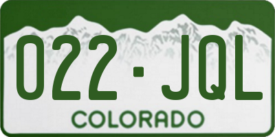 CO license plate 022JQL