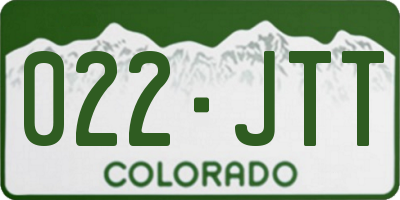 CO license plate 022JTT