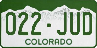 CO license plate 022JUD