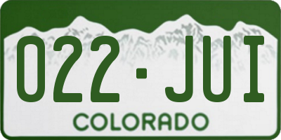 CO license plate 022JUI