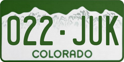 CO license plate 022JUK