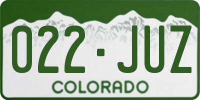 CO license plate 022JUZ