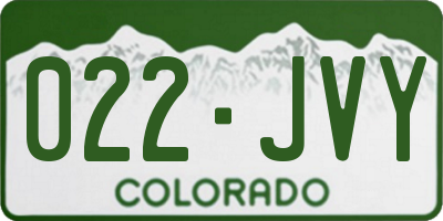 CO license plate 022JVY