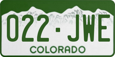 CO license plate 022JWE
