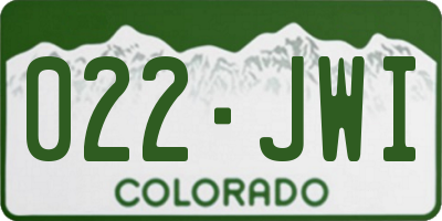 CO license plate 022JWI