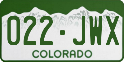 CO license plate 022JWX