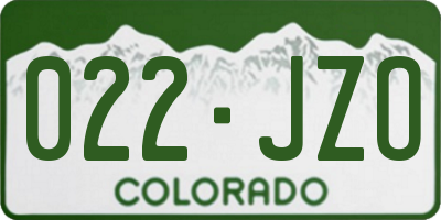 CO license plate 022JZO