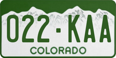 CO license plate 022KAA