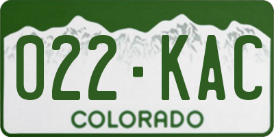 CO license plate 022KAC