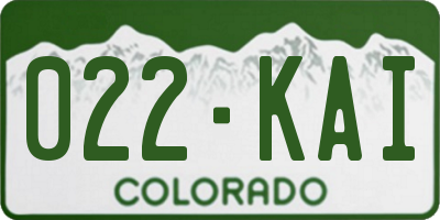 CO license plate 022KAI