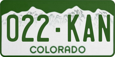 CO license plate 022KAN