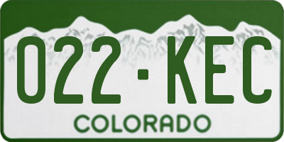 CO license plate 022KEC