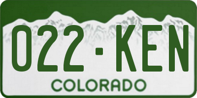 CO license plate 022KEN