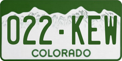 CO license plate 022KEW