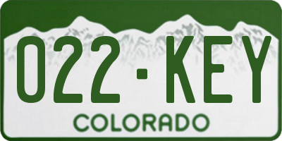 CO license plate 022KEY