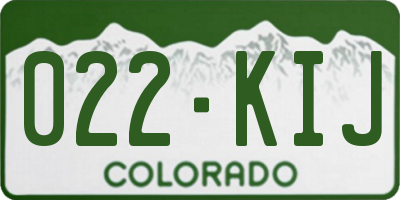 CO license plate 022KIJ