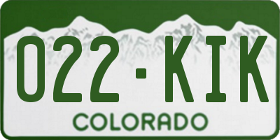 CO license plate 022KIK